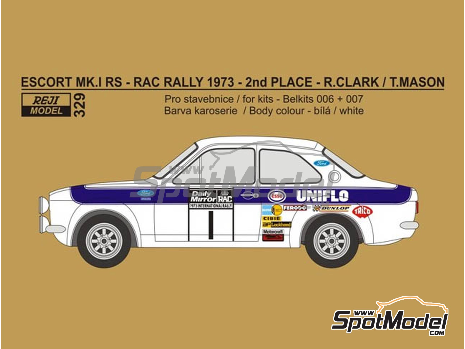 Reji Model 329: Marking / livery 1/24 scale - Ford Escort